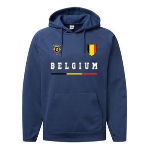 Belgium Sportssoccer Jersey Flag Performance Fleece Hoodie