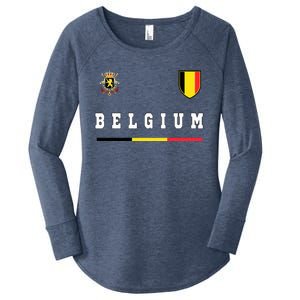 Belgium Sportssoccer Jersey Flag Women's Perfect Tri Tunic Long Sleeve Shirt