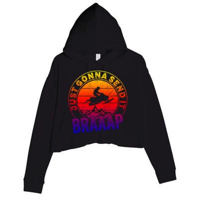 Braaap Snowmobile Just Gonna Send It Snowmobile Snow Rider Gift Crop Fleece Hoodie