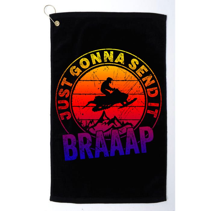Braaap Snowmobile Just Gonna Send It Snowmobile Snow Rider Gift Golf Towel