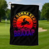 Braaap Snowmobile Just Gonna Send It Snowmobile Snow Rider Gift Golf Towel