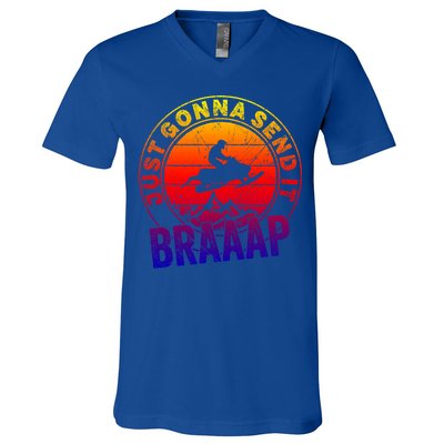 Braaap Snowmobile Just Gonna Send It Snowmobile Snow Rider Gift V-Neck T-Shirt