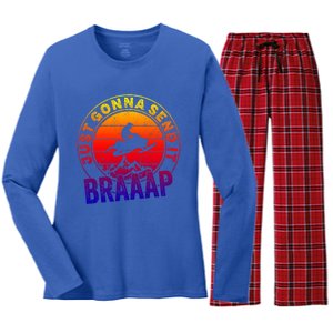 Braaap Snowmobile Just Gonna Send It Snowmobile Snow Rider Gift Women's Long Sleeve Flannel Pajama Set 