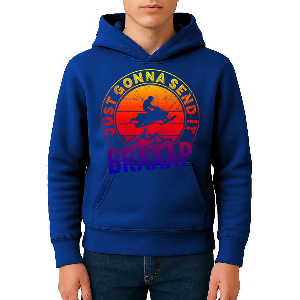 Braaap Snowmobile Just Gonna Send It Snowmobile Snow Rider Gift Kids Hoodie