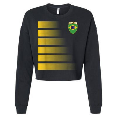 Brazilian Soccer Jersey Brazil Football Flag Cropped Pullover Crew