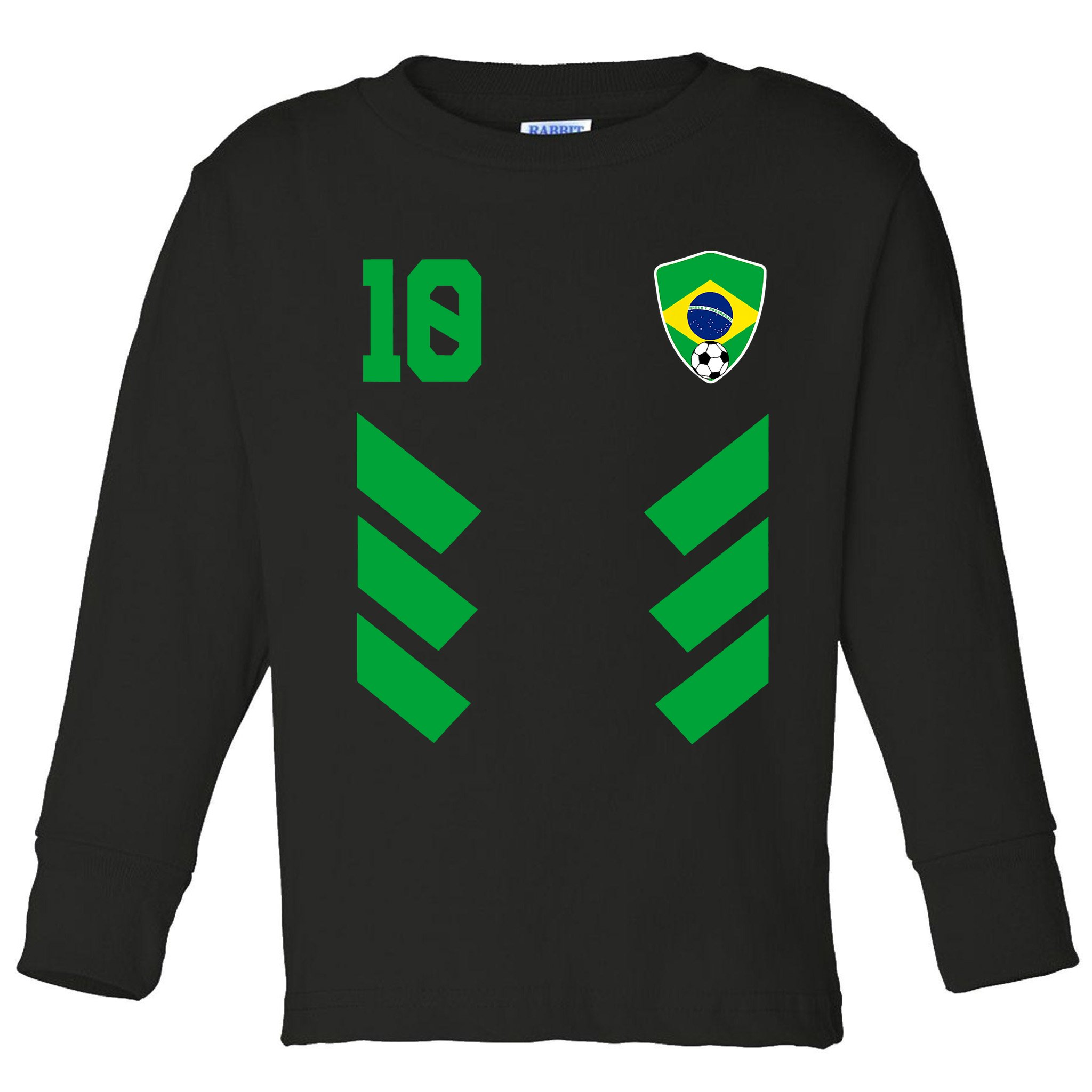 Brazil Soccer Jersey Brazilian Football Shirt Flag Toddler Long Sleeve Shirt