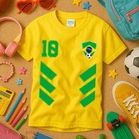 Brazil Soccer Jersey Brazilian Football Shirt Flag Kids T-Shirt