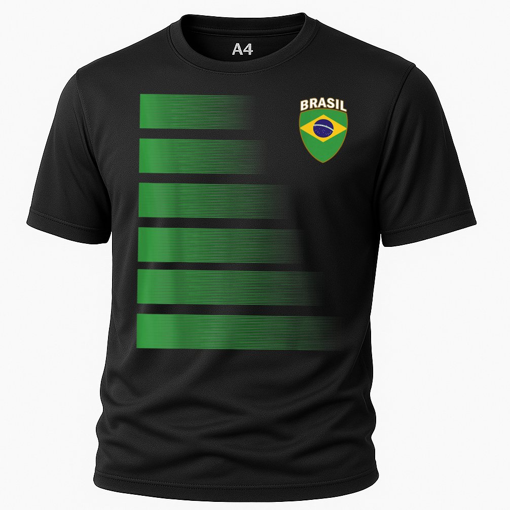 Brazilian Soccer Jersey Brazil Football Brazil Flag Cooling Performance Crew T-Shirt