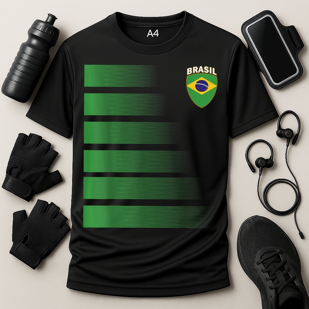 Brazilian Soccer Jersey Brazil Football Brazil Flag Cooling Performance Crew T-Shirt