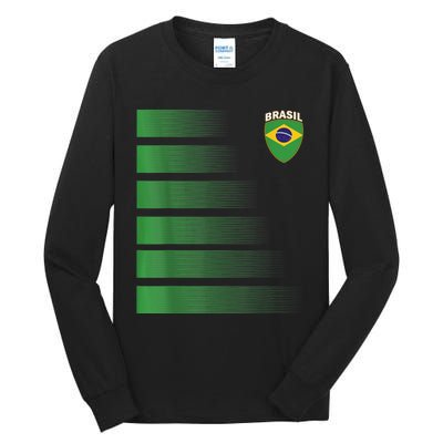 Brazilian Soccer Jersey Brazil Football Brazil Flag Tall Long Sleeve T-Shirt