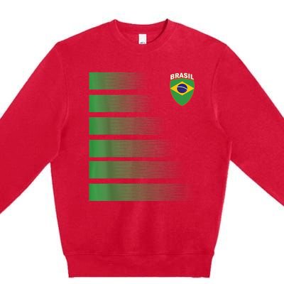 Brazilian Soccer Jersey Brazil Football Brazil Flag Premium Crewneck Sweatshirt