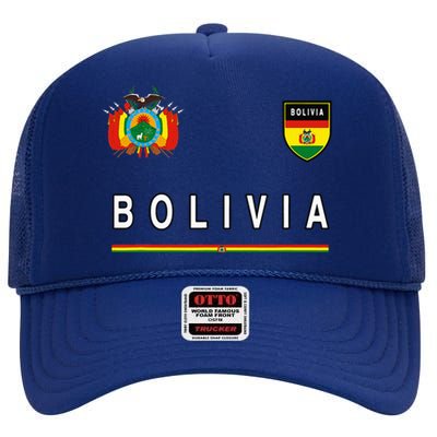 Bolivia Sportsoccer Jersey Flag Football High Crown Mesh Back Trucker Hat