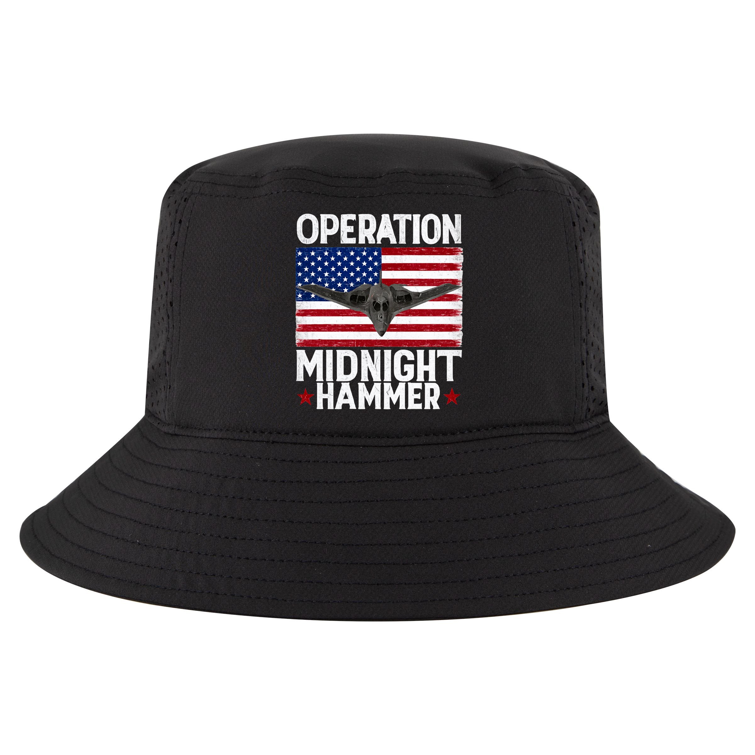 B-2 Stealth Jet Operation Midnight Hammer American Flag Cool Comfort Performance Bucket Hat
