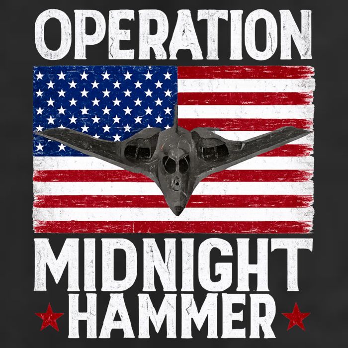 B-2 Stealth Jet Operation Midnight Hammer American Flag 7 Panel Mesh Trucker Snapback Hat