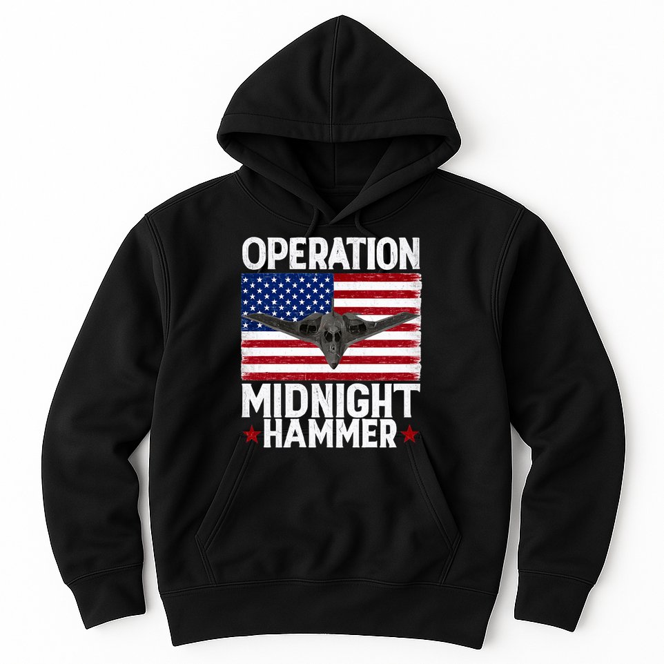 B-2 Stealth Jet Operation Midnight Hammer American Flag Hoodie