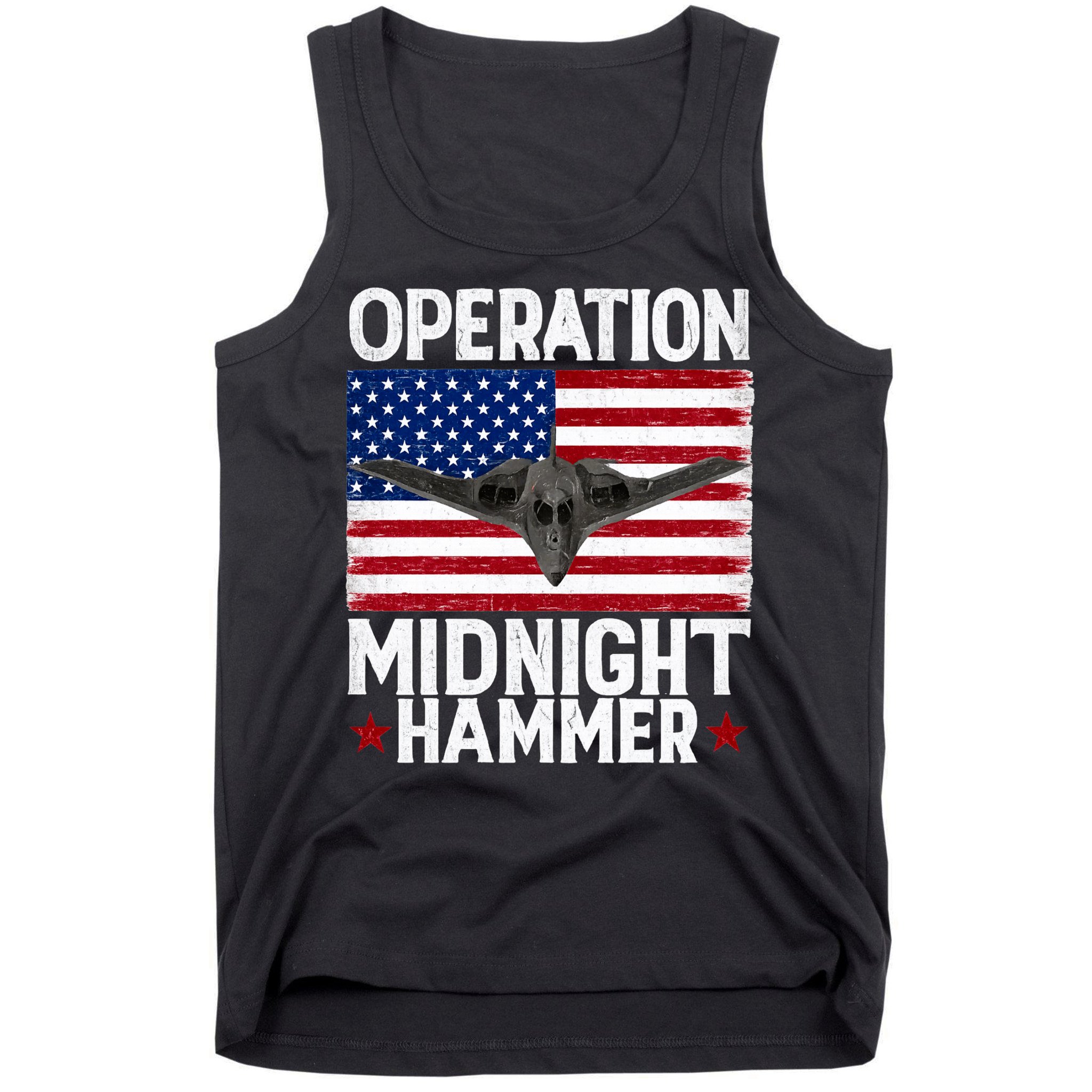 B-2 Stealth Jet Operation Midnight Hammer American Flag Tank Top