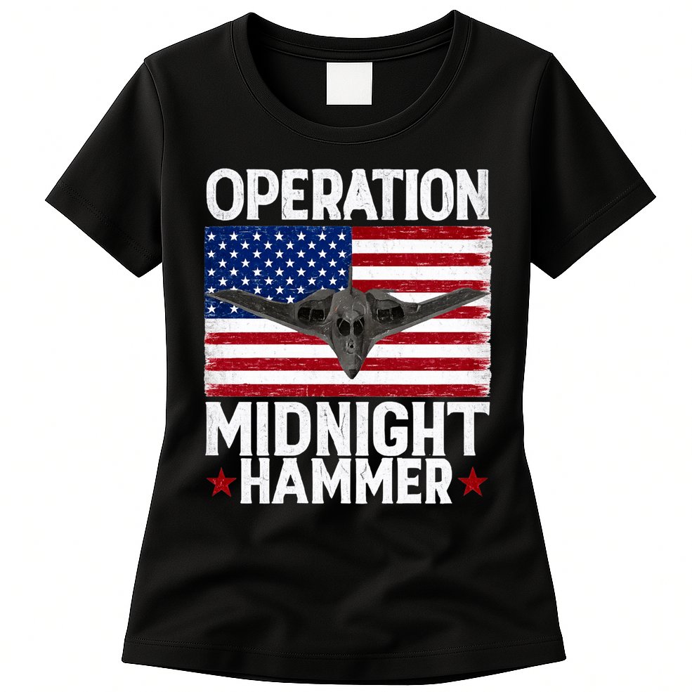B-2 Stealth Jet Operation Midnight Hammer American Flag Womens T-Shirt