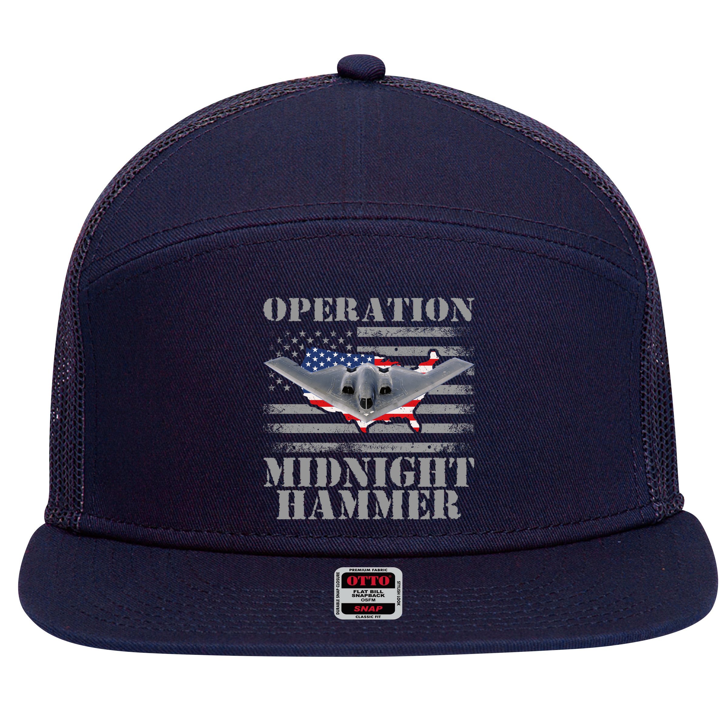 B-2 Stealth Jet Operation Midnight Hammer 7 Panel Mesh Trucker Snapback Hat