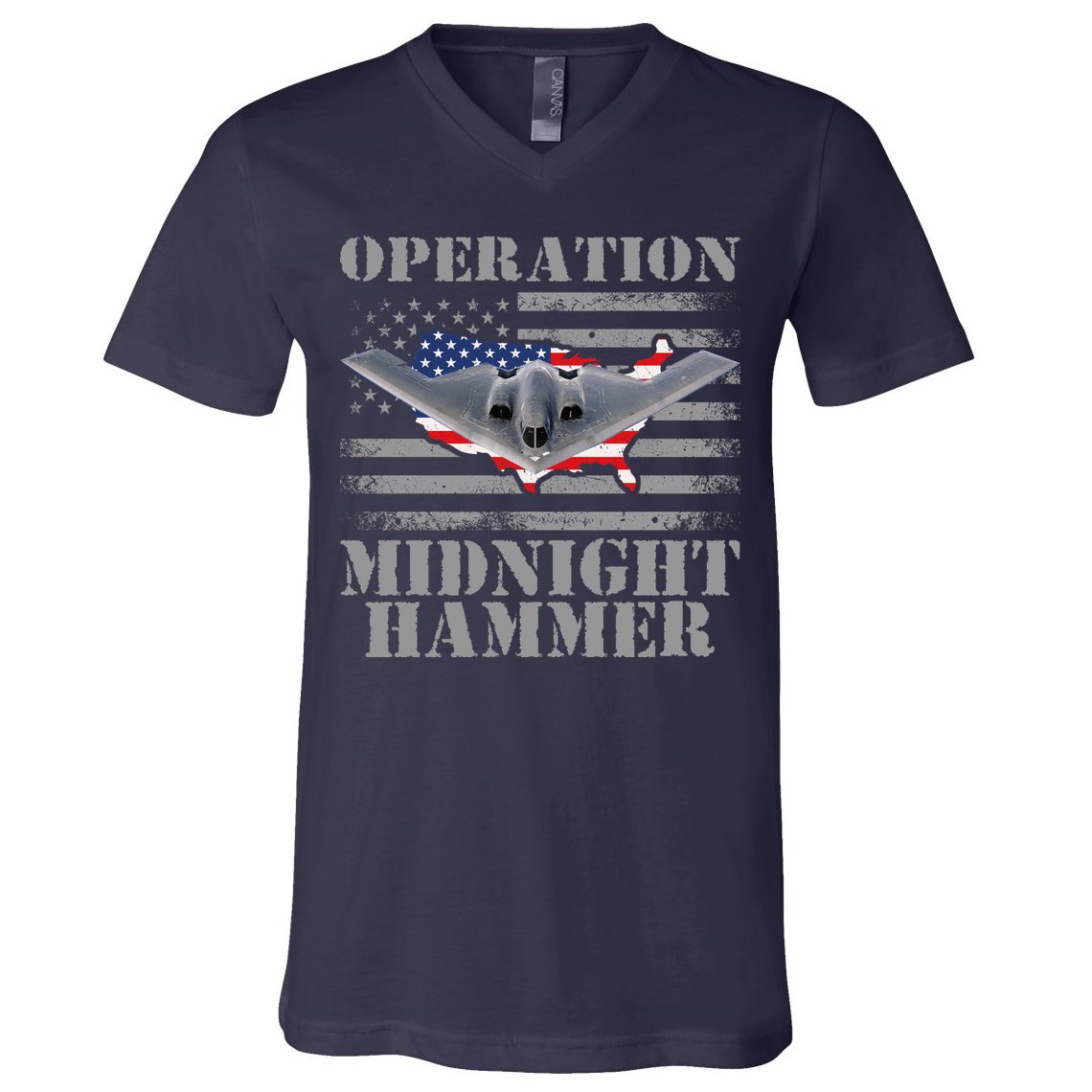 B-2 Stealth Jet Operation Midnight Hammer V-Neck T-Shirt