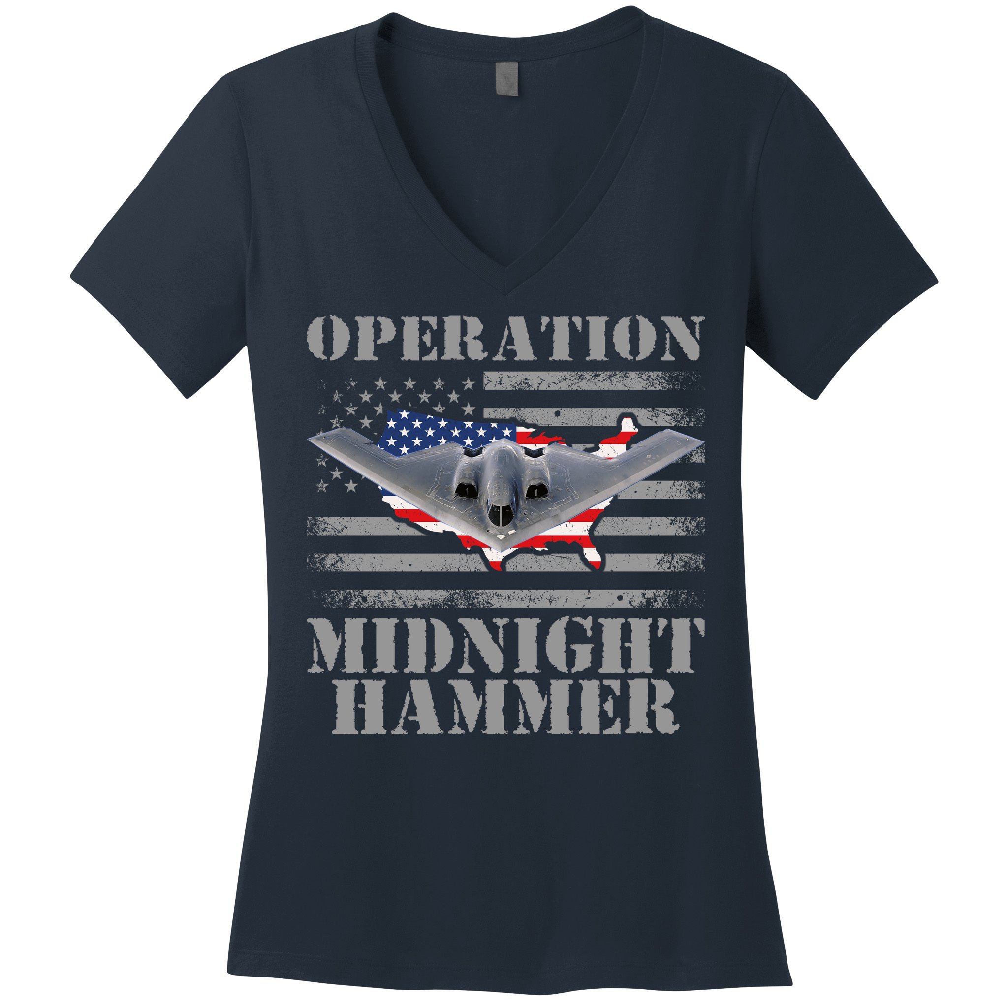 B-2 Stealth Jet Operation Midnight Hammer Women's V-Neck T-Shirt