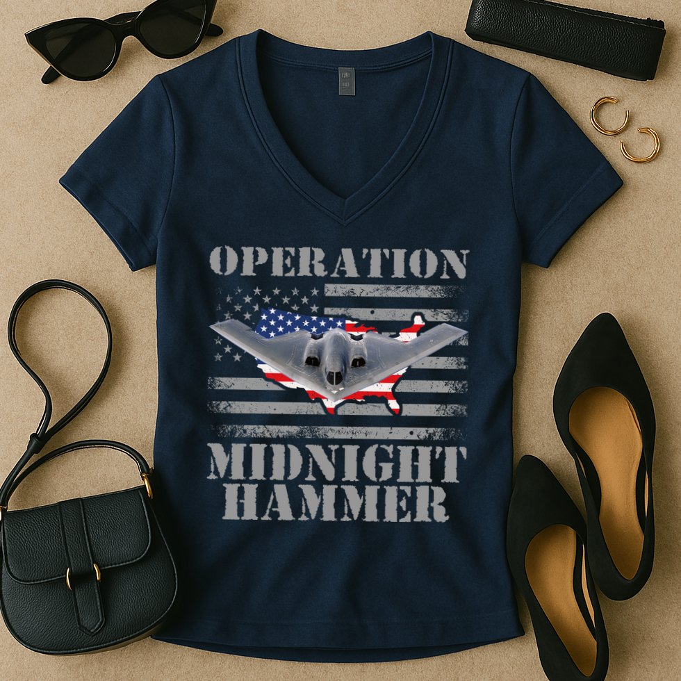 B-2 Stealth Jet Operation Midnight Hammer Women's V-Neck T-Shirt