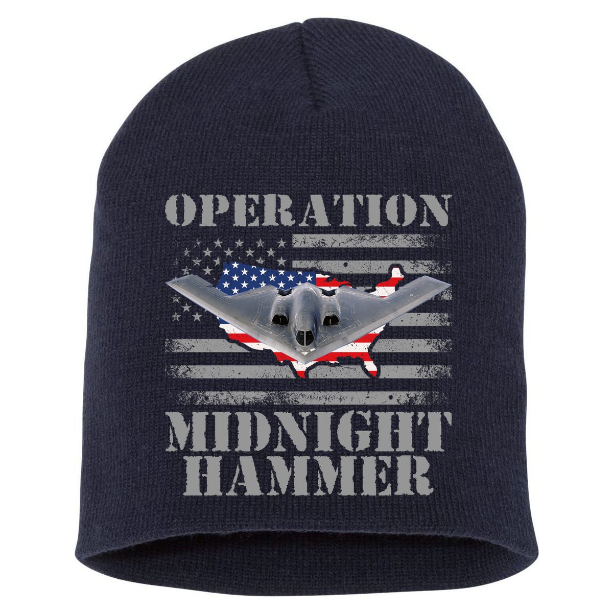 B-2 Stealth Jet Operation Midnight Hammer Short Acrylic Beanie