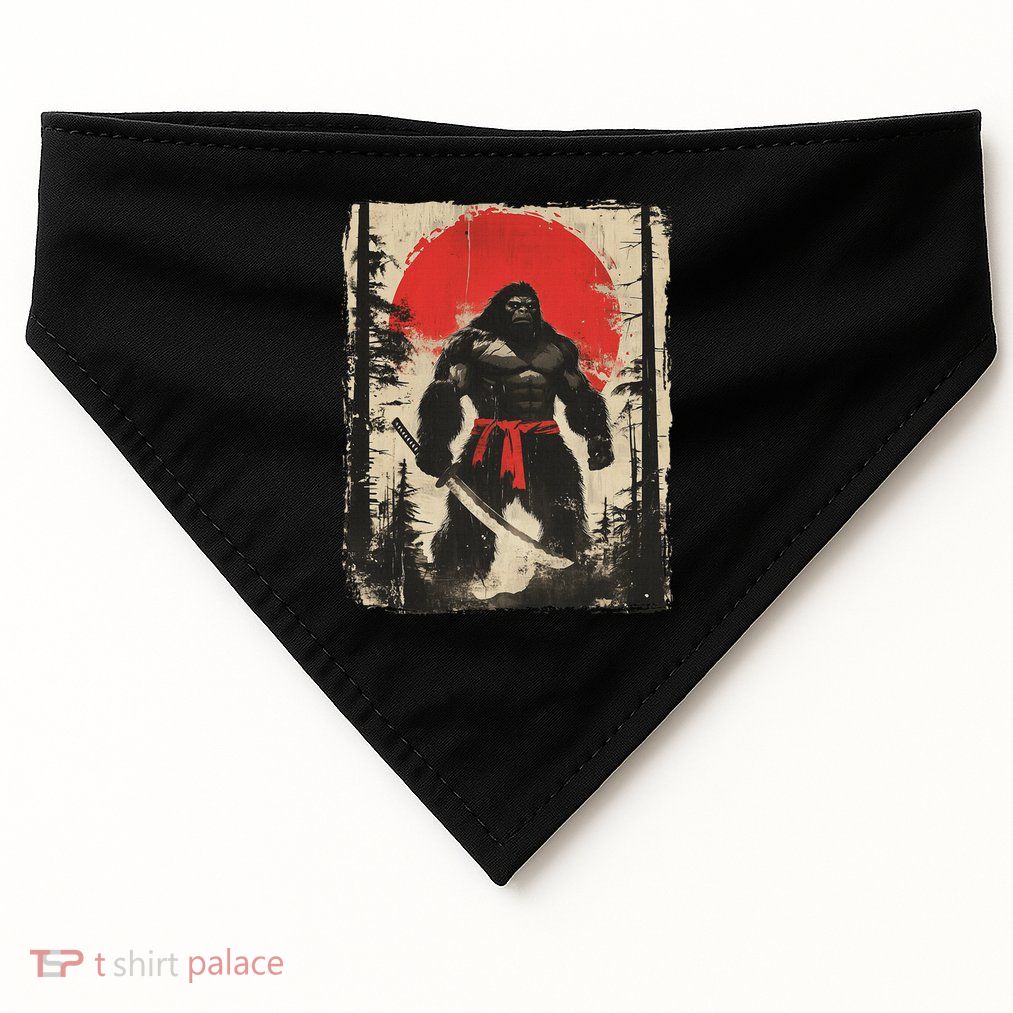 Bigfoot Samurai Japanese Sword Sasquatch USA-Made Doggie Bandana