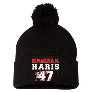 Baseball Style Kamala Vote For 2024 President Kamala Harris Pom Pom 12in Knit Beanie