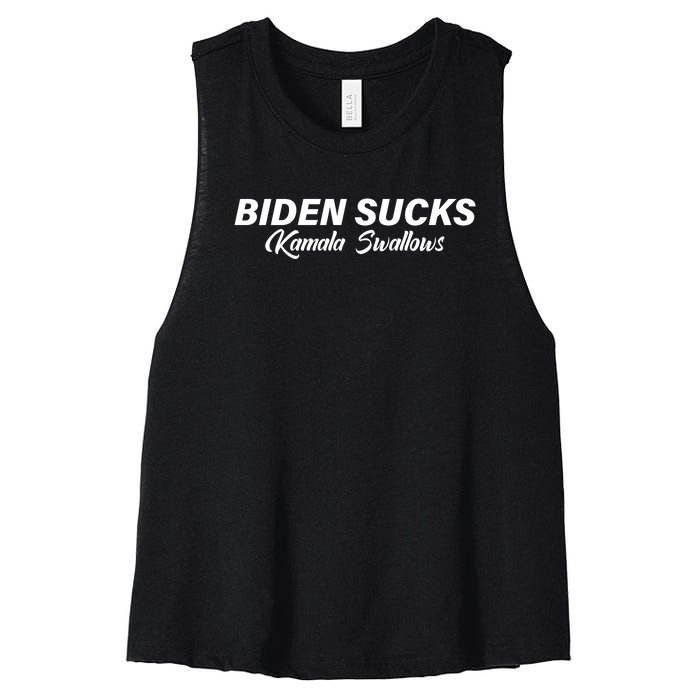 Biden Sucks Kamala Swallows Funny Biden And Kamala Women's Racerback Cropped Tank