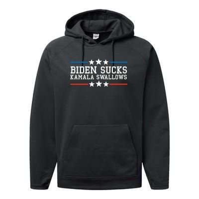 Biden Sucks Kamala Swallows Funny Biden And Kamala Performance Fleece Hoodie