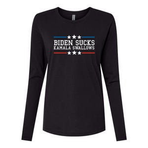 Biden Sucks Kamala Swallows Funny Biden And Kamala Womens Cotton Relaxed Long Sleeve T-Shirt