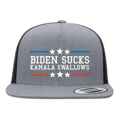 Biden Sucks Kamala Swallows Funny Biden And Kamala Flat Bill Trucker Hat