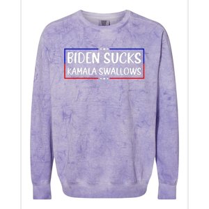 Biden Sucks Kamala Swallows Funny Biden And Kamala Colorblast Crewneck Sweatshirt