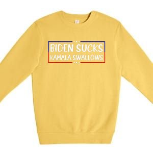 Biden Sucks Kamala Swallows Funny Biden And Kamala Premium Crewneck Sweatshirt