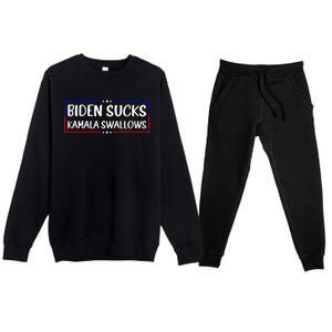 Biden Sucks Kamala Swallows Funny Biden And Kamala Premium Crewneck Sweatsuit Set