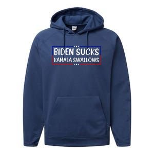 Biden Sucks Kamala Swallows Funny Biden And Kamala Performance Fleece Hoodie