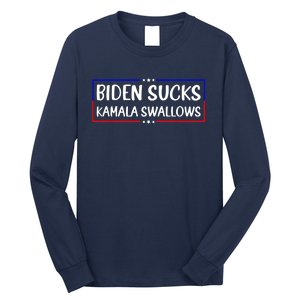 Biden Sucks Kamala Swallows Funny Biden And Kamala Long Sleeve Shirt