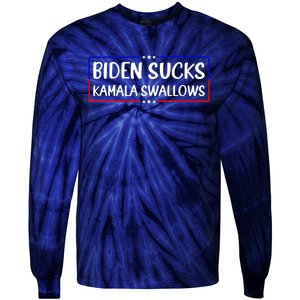 Biden Sucks Kamala Swallows Funny Biden And Kamala Tie-Dye Long Sleeve Shirt