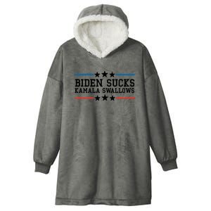 Biden Sucks Kamala Swallows Funny Biden And Kamala Hooded Wearable Blanket