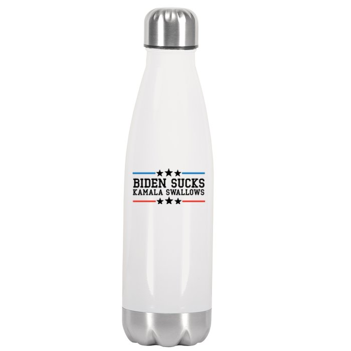 Biden Sucks Kamala Swallows Funny Biden And Kamala Stainless Steel Insulated Water Bottle