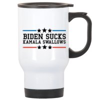 Biden Sucks Kamala Swallows Funny Biden And Kamala Stainless Steel Travel Mug