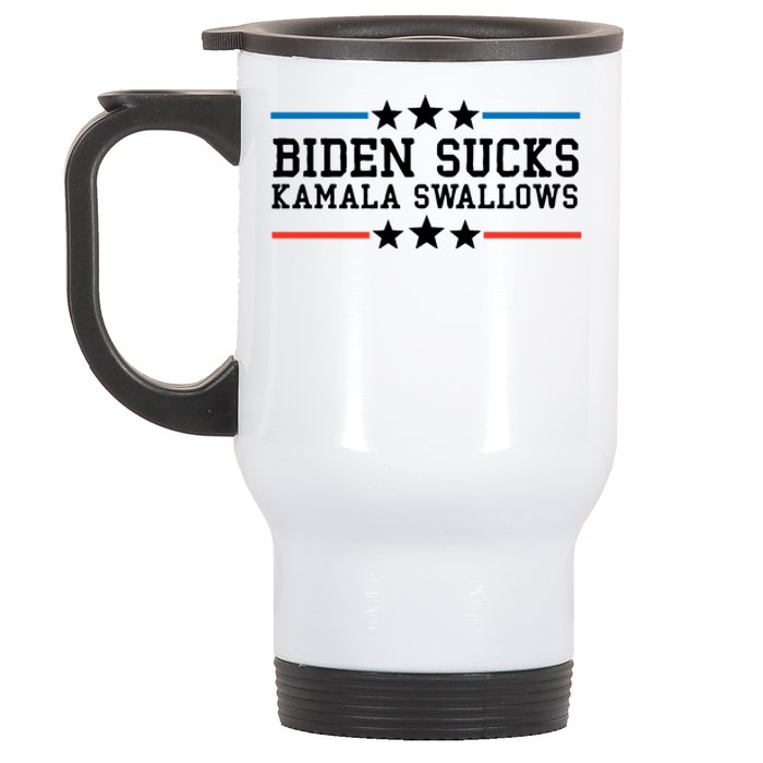 Biden Sucks Kamala Swallows Funny Biden And Kamala Stainless Steel Travel Mug