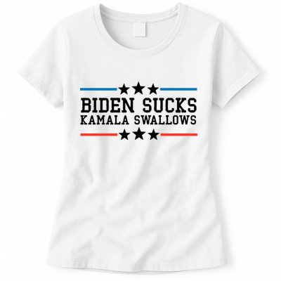 Biden Sucks Kamala Swallows Funny Biden And Kamala Womens T-Shirt