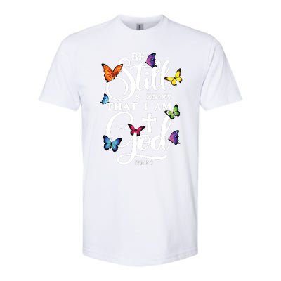 Be Still Know That I Am God Butterfly Art Religious Softstyle® CVC T-Shirt