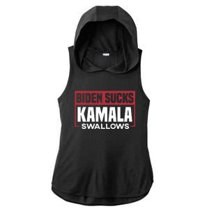 Biden Sucks Kamala Swallows Ladies PosiCharge Tri-Blend Wicking Draft Hoodie Tank