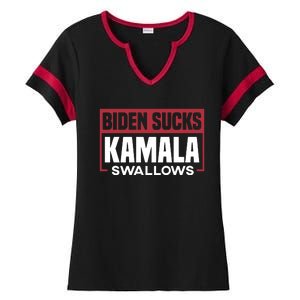 Biden Sucks Kamala Swallows Ladies Halftime Notch Neck Tee