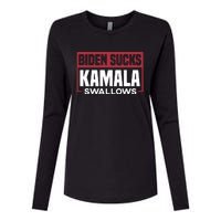 Biden Sucks Kamala Swallows Womens Cotton Relaxed Long Sleeve T-Shirt