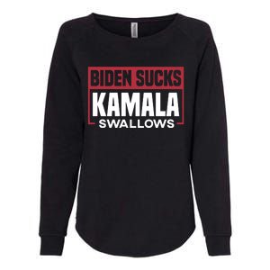 Biden Sucks Kamala Swallows Womens California Wash Sweatshirt