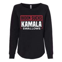 Biden Sucks Kamala Swallows Womens California Wash Sweatshirt