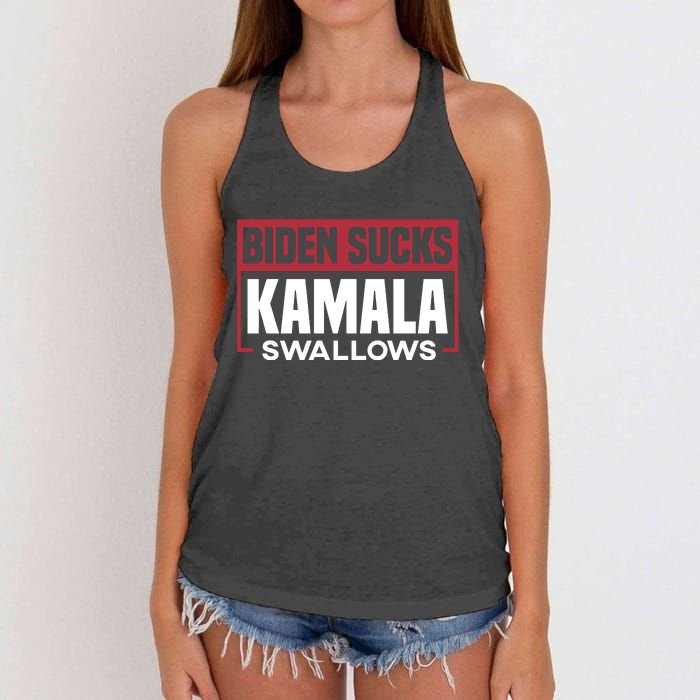 Biden Sucks Kamala Swallows Women's Knotted Racerback Tank